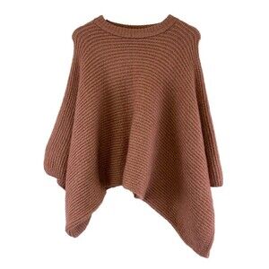 Coco And Carmen Cropped Sweater Poncho Dusty Pink Pullover Ribbed Crew One Size